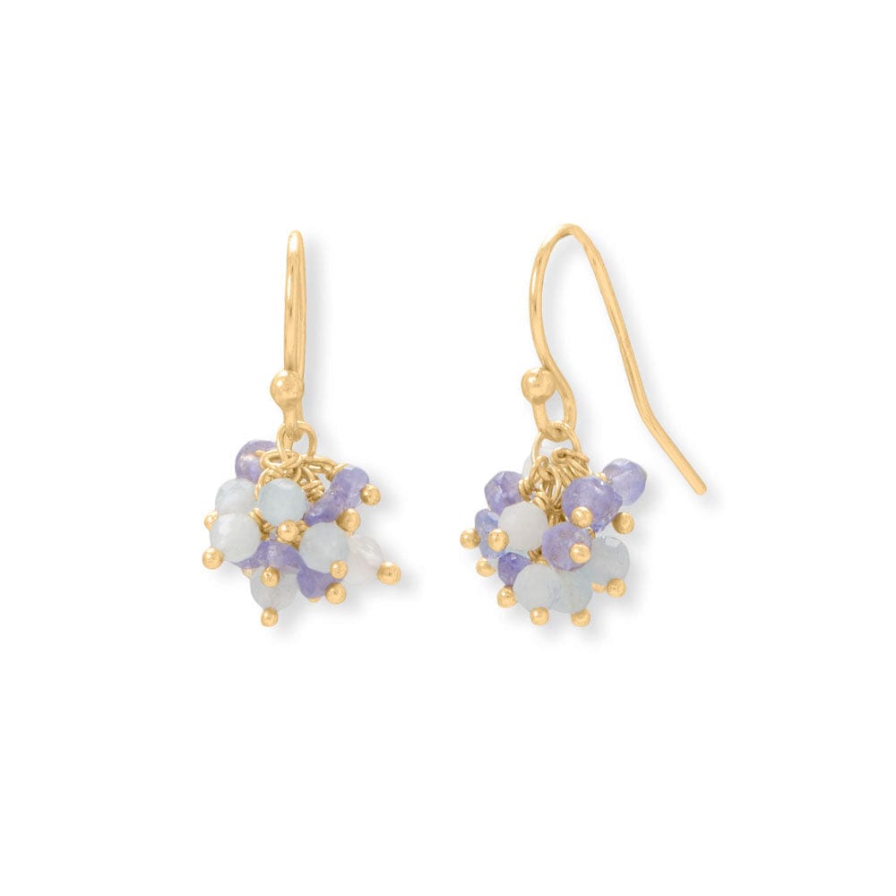 14 Karat Gold Plated Aquamarine and Tanzanite Bead Earrings - 66801 - Liliana Skye