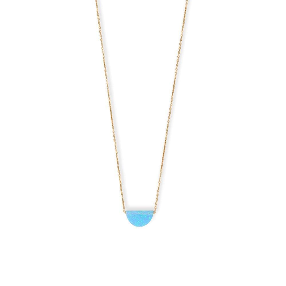 16 + 2 14 Karat Gold Plated Synthetic Opal Semicircle Necklace - 34429 - Liliana Skye