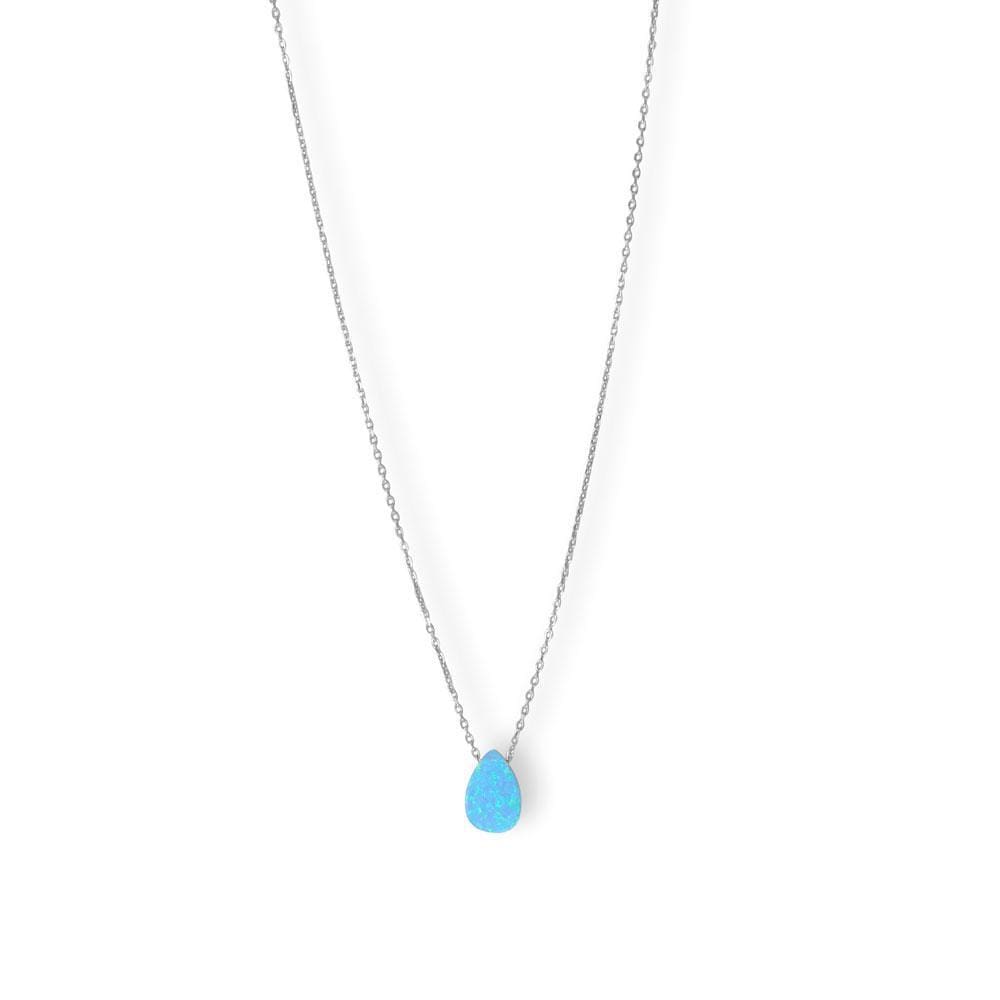 16 + 2 Rhodium Plated Synthetic Opal Pear Necklace - 34428 - Liliana Skye