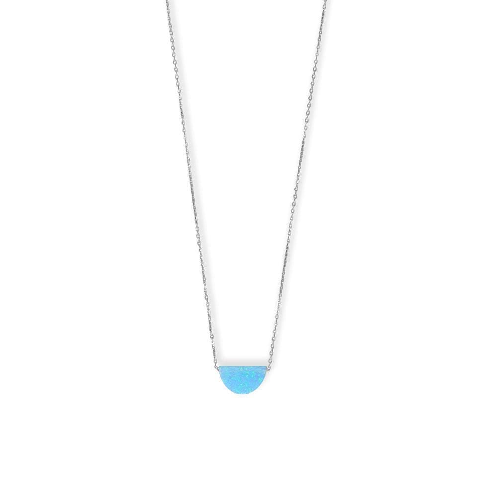 16 + 2 Rhodium Plated Synthetic Opal Semicircle Necklace - 34430 - Liliana Skye