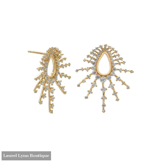 14 Karat Gold Plated Bursting Cz Post Earrings - 66297 - Laurel Lynn Collection - Blairs Jewelry & Gifts