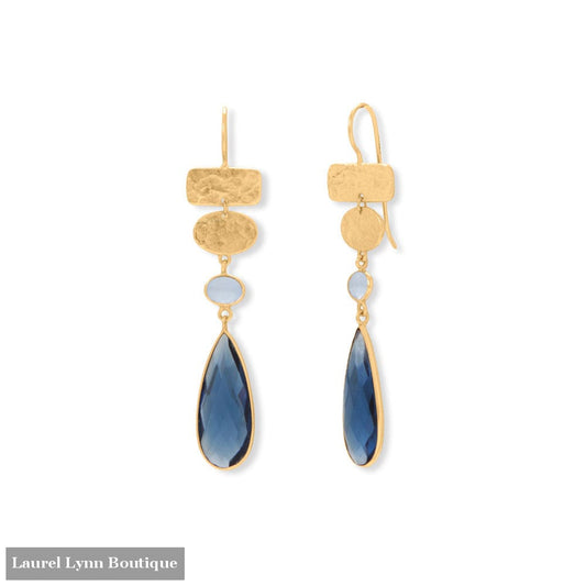 14 Karat Gold Plated Chalcedony and Glass Drop Earrings - 66803 - Liliana Skye