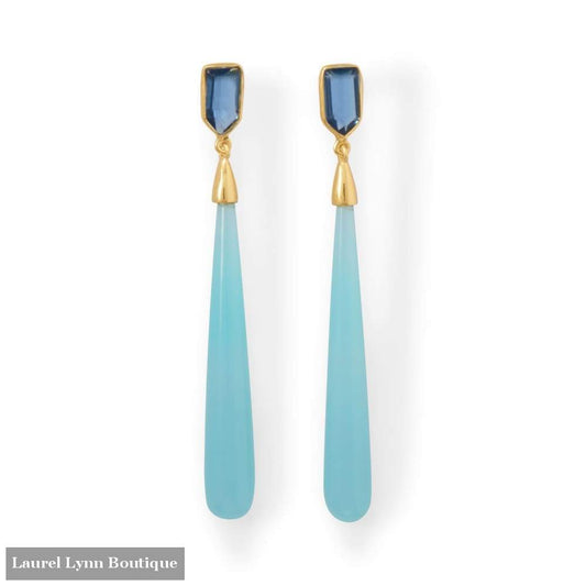 14 Karat Gold Plated Chalcedony And Glass Post Earrings - Laurel Lynn Collection - Blairs Jewelry & Gifts