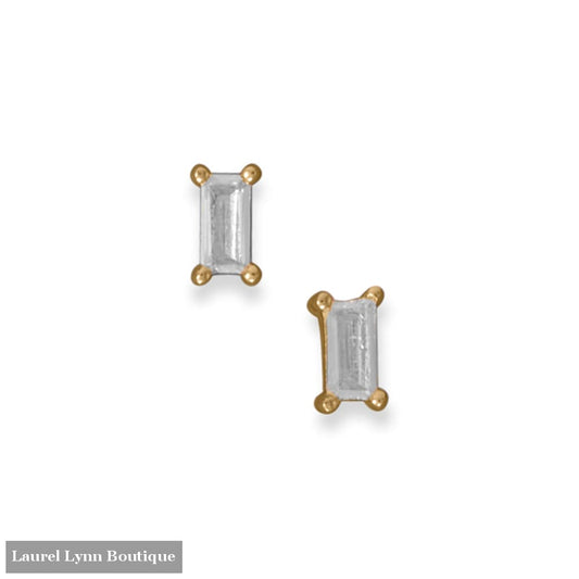 14 Karat Gold Plated Clear Baguette CZ Earrings - 66730 - Liliana Skye