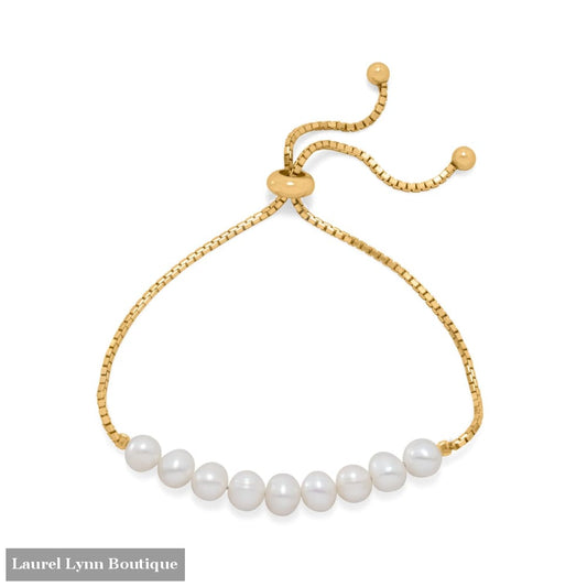 14 Karat Gold Plated Cultured Freshwater Pearl Bolo Bracelet - 23601 - Liliana Skye