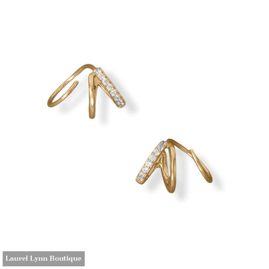 14 Karat Gold Plated CZ Hoop Earrings - 66744 - Liliana Skye