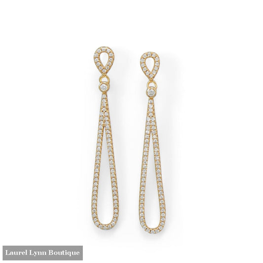 14 Karat Gold Plated CZ Pear Drop Earrings - 66372 - Liliana Skye
