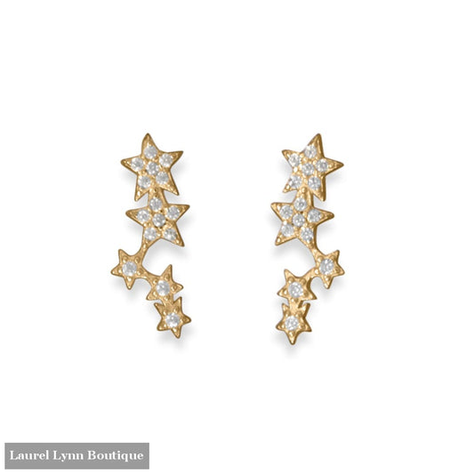 14 Karat Gold Plated CZ Star Cluster Earrings - 66728 - Liliana Skye