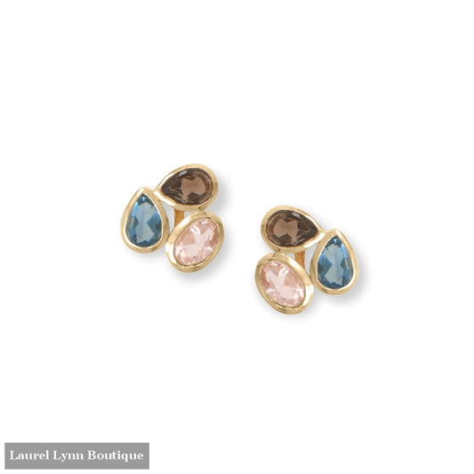 14 Karat Gold Plated Hydro Glass and Quartz Earrings - 66800 - Liliana Skye