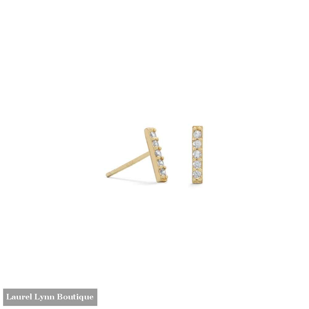 14 Karat Gold Plated Mini Cz Bar Studs - Laurel Lynn Collection - Blairs Jewelry & Gifts