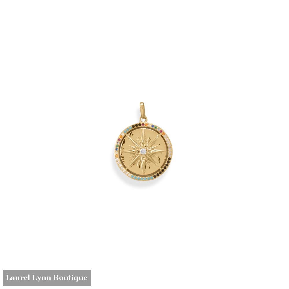 14 Karat Gold Plated Multi Color CZ Star Design Pendant - 74682 - Liliana Skye