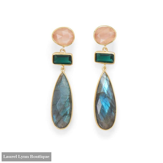 14 Karat Gold Plated Multi Stone Post Earrings - 66337 - Laurel Lynn Collection - Blairs Jewelry & Gifts