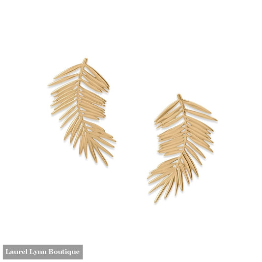 14 Karat Gold Plated Palm Leaf Post Earrings - 66721 - Liliana Skye