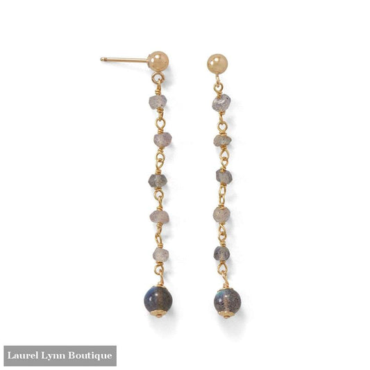 14 Karat Gold Plated Post Earrings With Labradorite Beads - Laurel Lynn Collection - Blairs Jewelry & Gifts