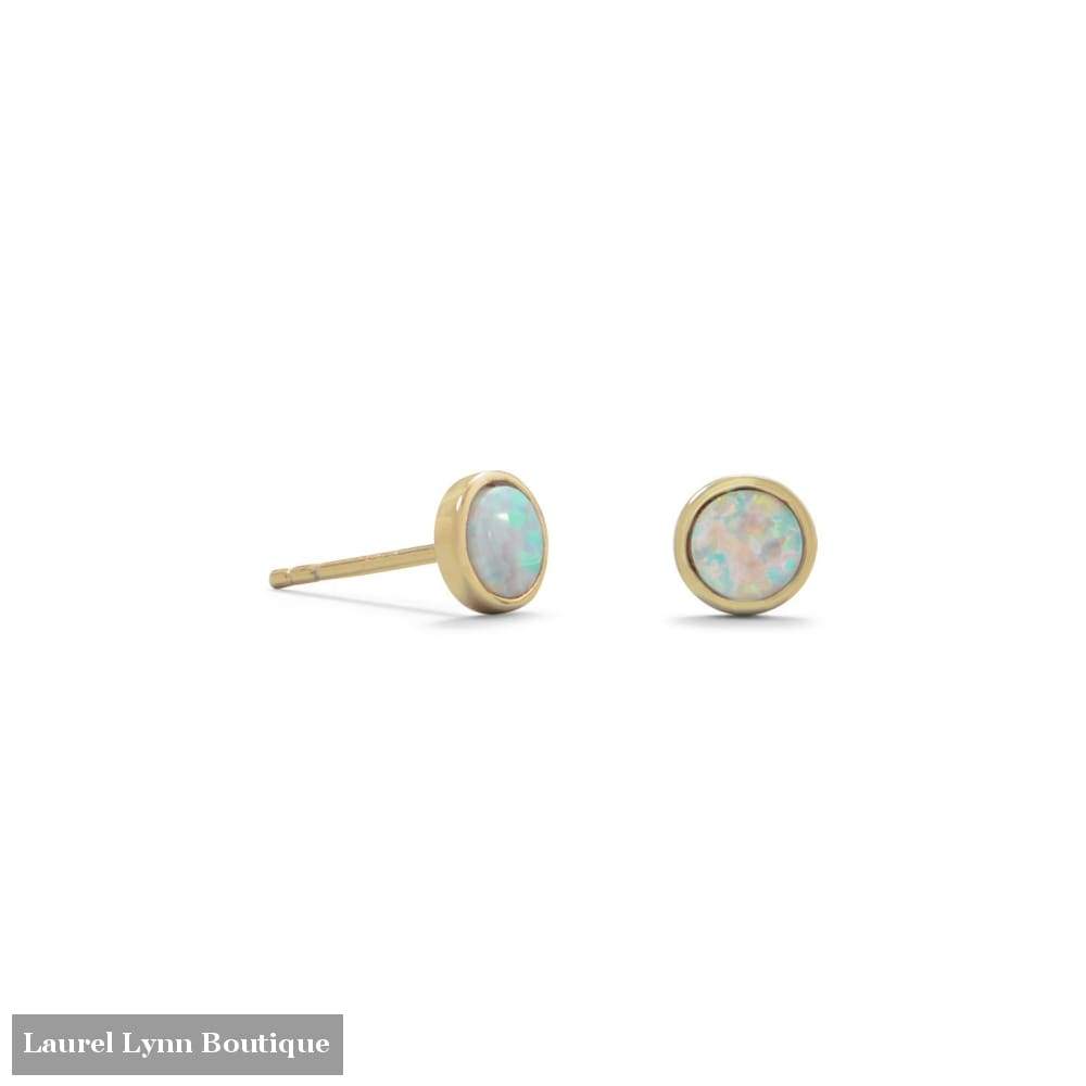 14 Karat Gold Plated Synthetic White Opal Studs - Laurel Lynn Collection - Blairs Jewelry & Gifts