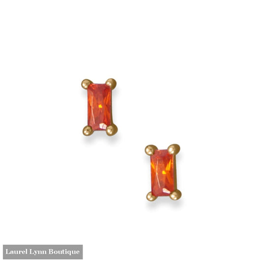 14 Karat Gold Plated Tangerine Baguette CZ Earrings - 66731 - Liliana Skye