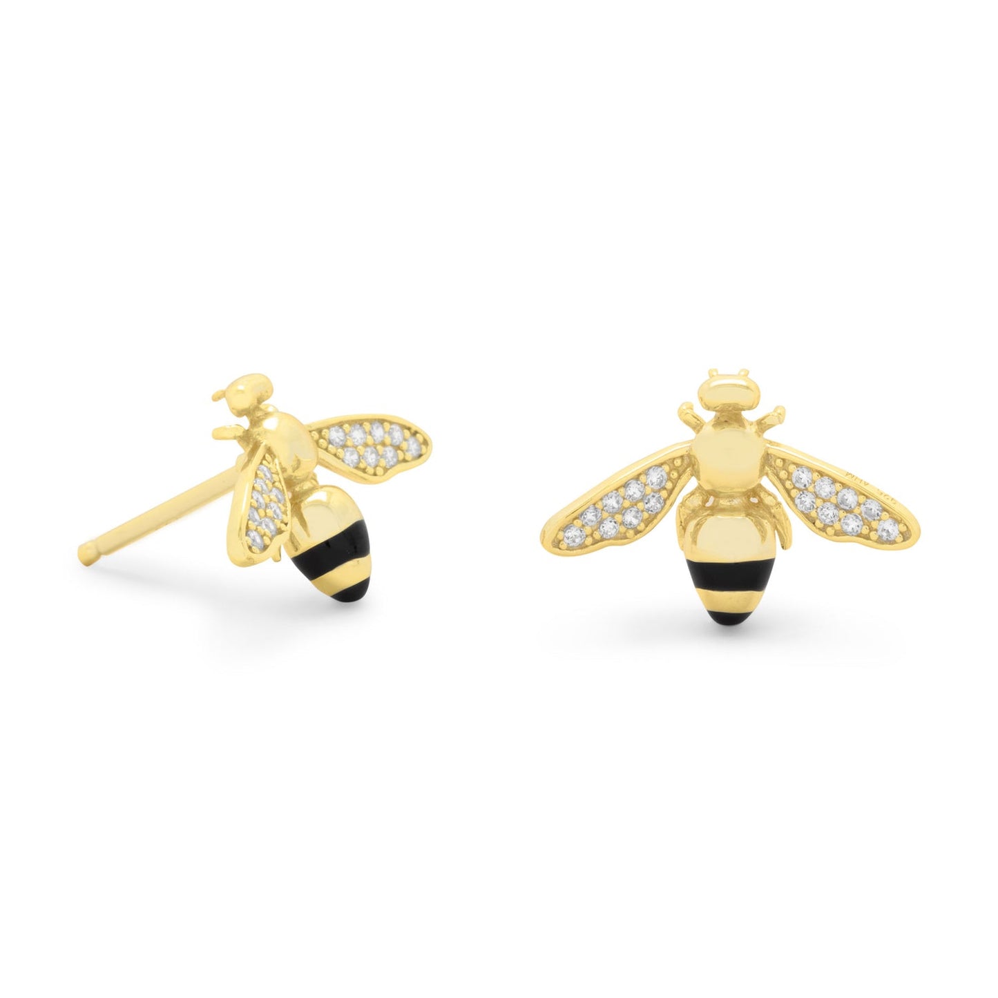 "BEE Mine!" 14 Karat Gold Plated Signity CZ Bee Earrings