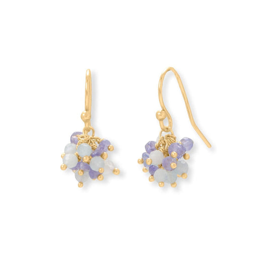 14 Karat Gold Plated Aquamarine and Tanzanite Bead Earrings - 66801 - Liliana Skye