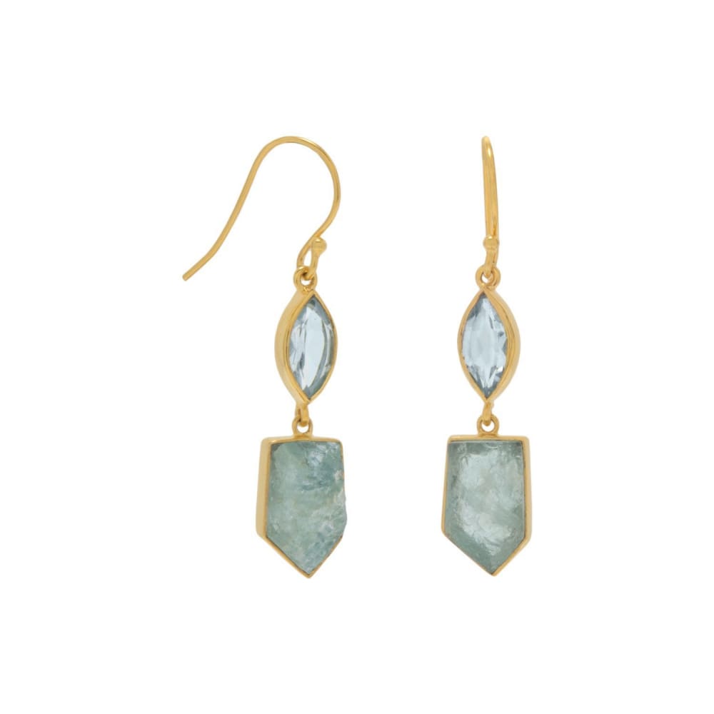 14 Karat Gold Plated Blue Topaz And Aquamarine Drop Earrings - Liliana Skye - Blairs Jewelry & Gifts