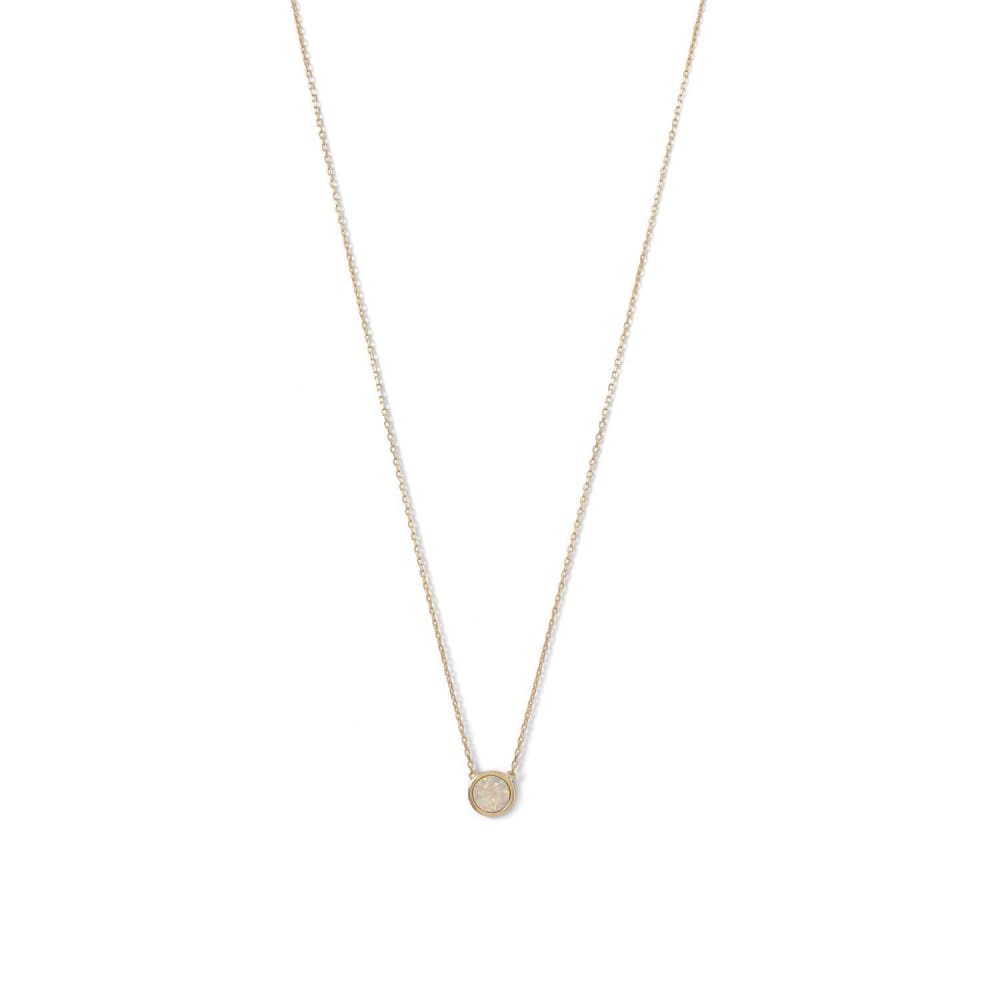 14 Karat Gold Plated Mini Synthetic White Opal Necklace - Laurel Lynn Collection - Blairs Jewelry & Gifts