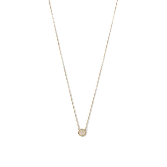 14 Karat Gold Plated Mini Synthetic White Opal Necklace - Laurel Lynn Collection - Blairs Jewelry & Gifts