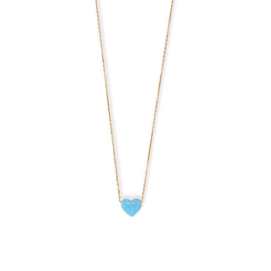 16 + 2 14 Karat Gold Plated Synthetic Opal Heart Necklace - 34425 - Liliana Skye