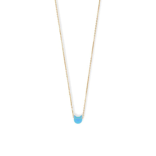 16 + 2 14 Karat Gold Plated Synthetic Opal Kitty Necklace - 34435 - Liliana Skye