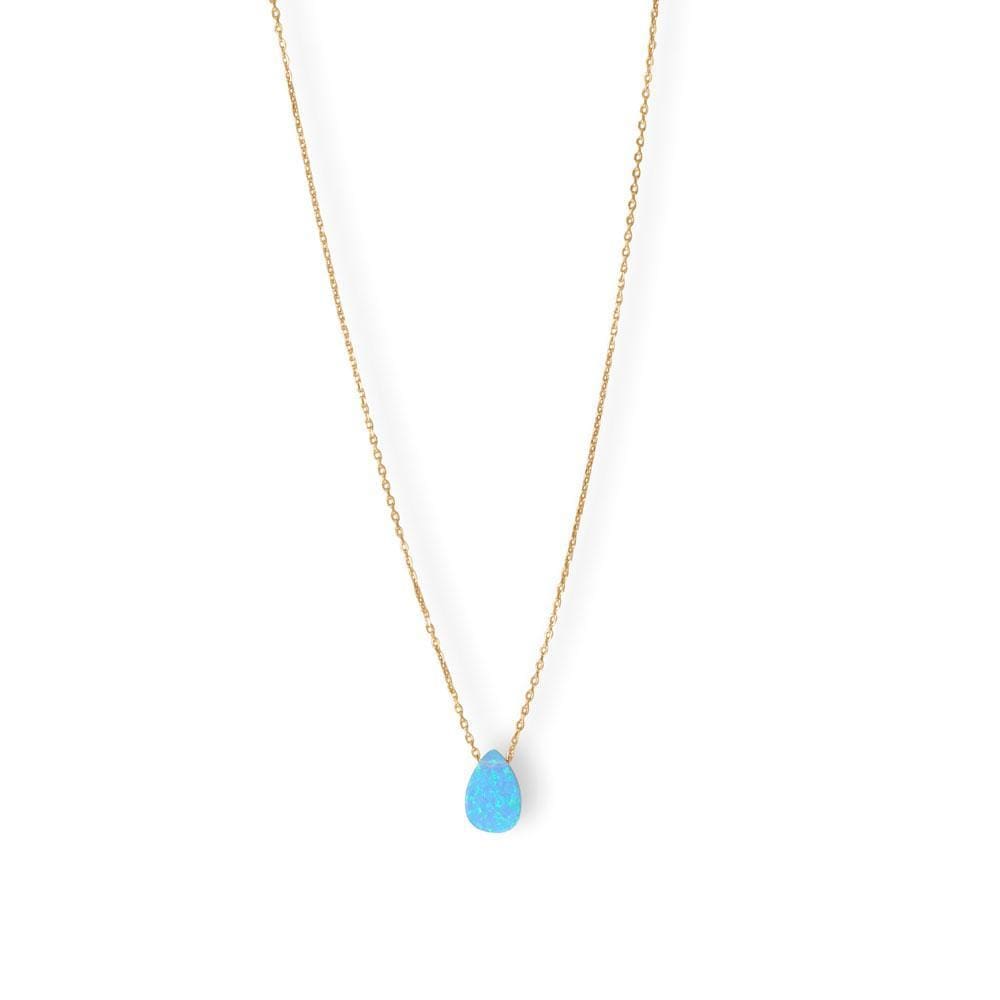 16 + 2 14 Karat Gold Plated Synthetic Opal Pear Necklace - 34427 - Liliana Skye