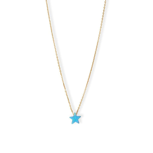 16 + 2 14 Karat Gold Plated Synthetic Opal Star Necklace - 34431 - Liliana Skye