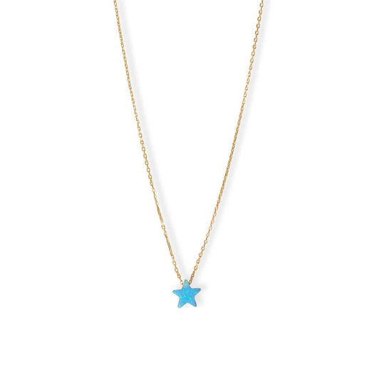 16 + 2 14 Karat Gold Plated Synthetic Opal Star Necklace - 34431 - Liliana Skye