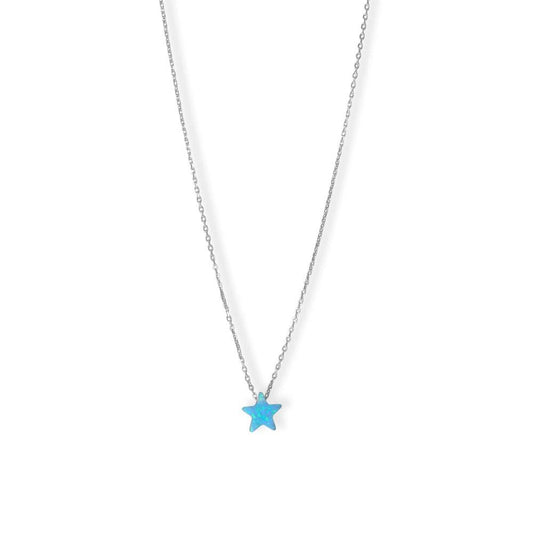 16 + 2 Rhodium Plated Synthetic Opal Star Necklace - 34432 - Liliana Skye