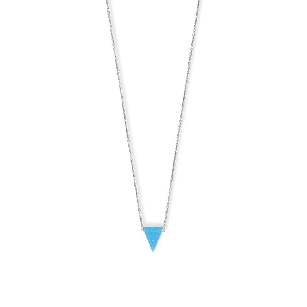 16 + 2 Rhodium Plated Synthetic Opal Triangle Necklace - 34424 - Liliana Skye