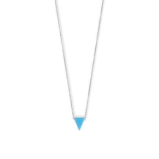 16 + 2 Rhodium Plated Synthetic Opal Triangle Necklace - 34424 - Liliana Skye