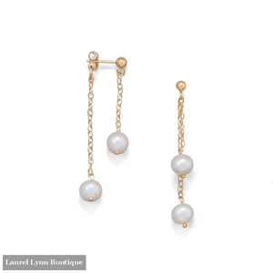 14 Karat Gold Cultured Freshwater Pearl Front Back Earrings - Liliana Skye - Blairs Jewelry & Gifts