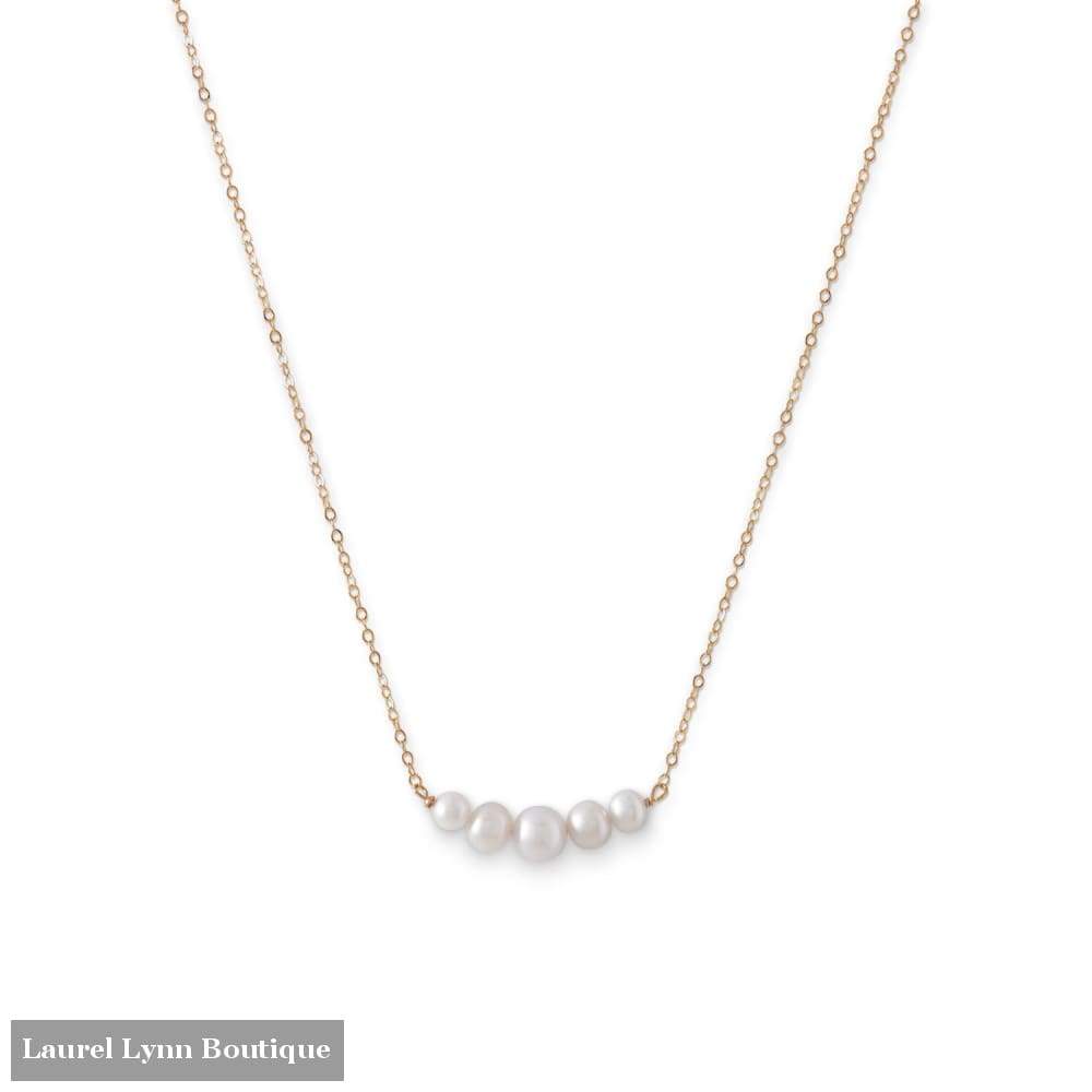14 Karat Gold Necklace With 5 Cultured Freshwater Pearls - Liliana Skye - Blairs Jewelry & Gifts