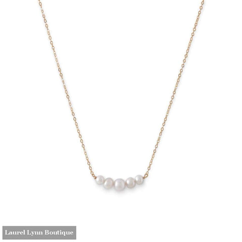 14 Karat Gold Necklace With 5 Cultured Freshwater Pearls - Liliana Skye - Blairs Jewelry & Gifts