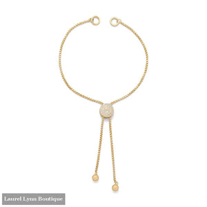 14 Karat Gold Plated Adaptable Round Pave Cz Bolo Bracelet - Liliana Skye - Blairs Jewelry & Gifts