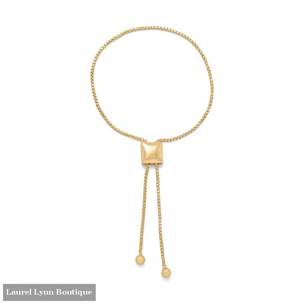 14 Karat Gold Plated Adjustable Round Box Chain Bolo Bracelet - Liliana Skye - Blairs Jewelry & Gifts