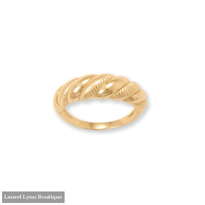 14 Karat Gold Plated Alternating Textured Twist Ring - 83965-9 - Liliana Skye