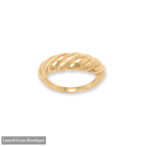 14 Karat Gold Plated Alternating Textured Twist Ring - 83965-9 - Liliana Skye