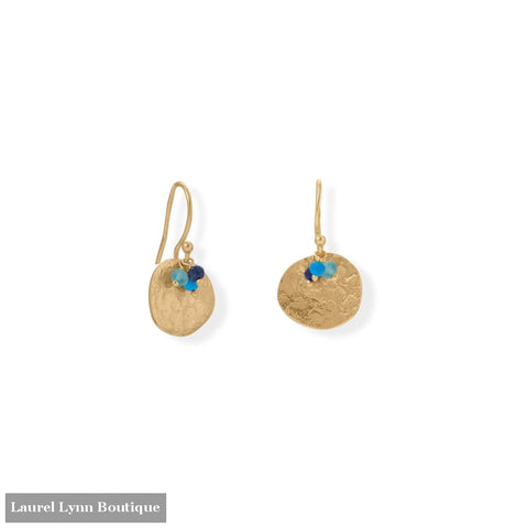14 Karat Gold Plated Apatite Lapis and Synthetic Turquoise Disk Earring - LE1290 - Liliana Skye