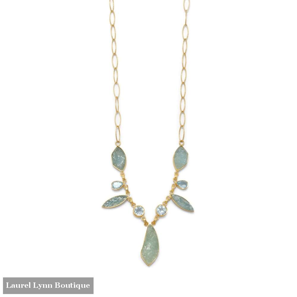 14 Karat Gold Plated Aquamarine And Blue Topaz Necklace - Liliana Skye - Blairs Jewelry & Gifts