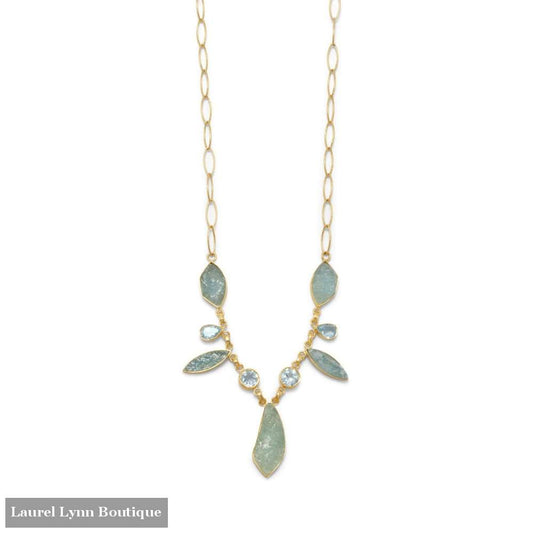 14 Karat Gold Plated Aquamarine And Blue Topaz Necklace - Liliana Skye - Blairs Jewelry & Gifts