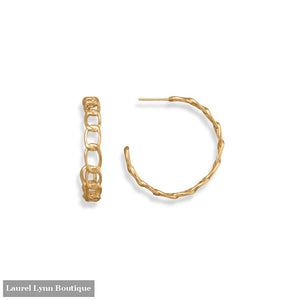 14 Karat Gold Plated Curb Link 3/4 Hoop Earrings - 66719 - Liliana Skye