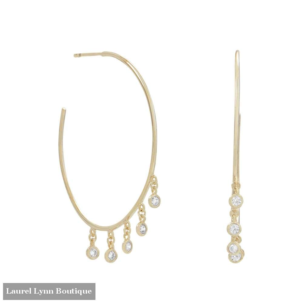14 Karat Gold Plated Dangling Cz Hoops - 66291 - Laurel Lynn Collection - Blairs Jewelry & Gifts