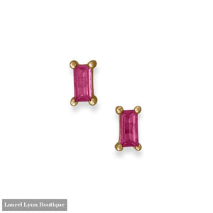 14 Karat Gold Plated Fuschia Baguette CZ Earrings - 66767 - Liliana Skye