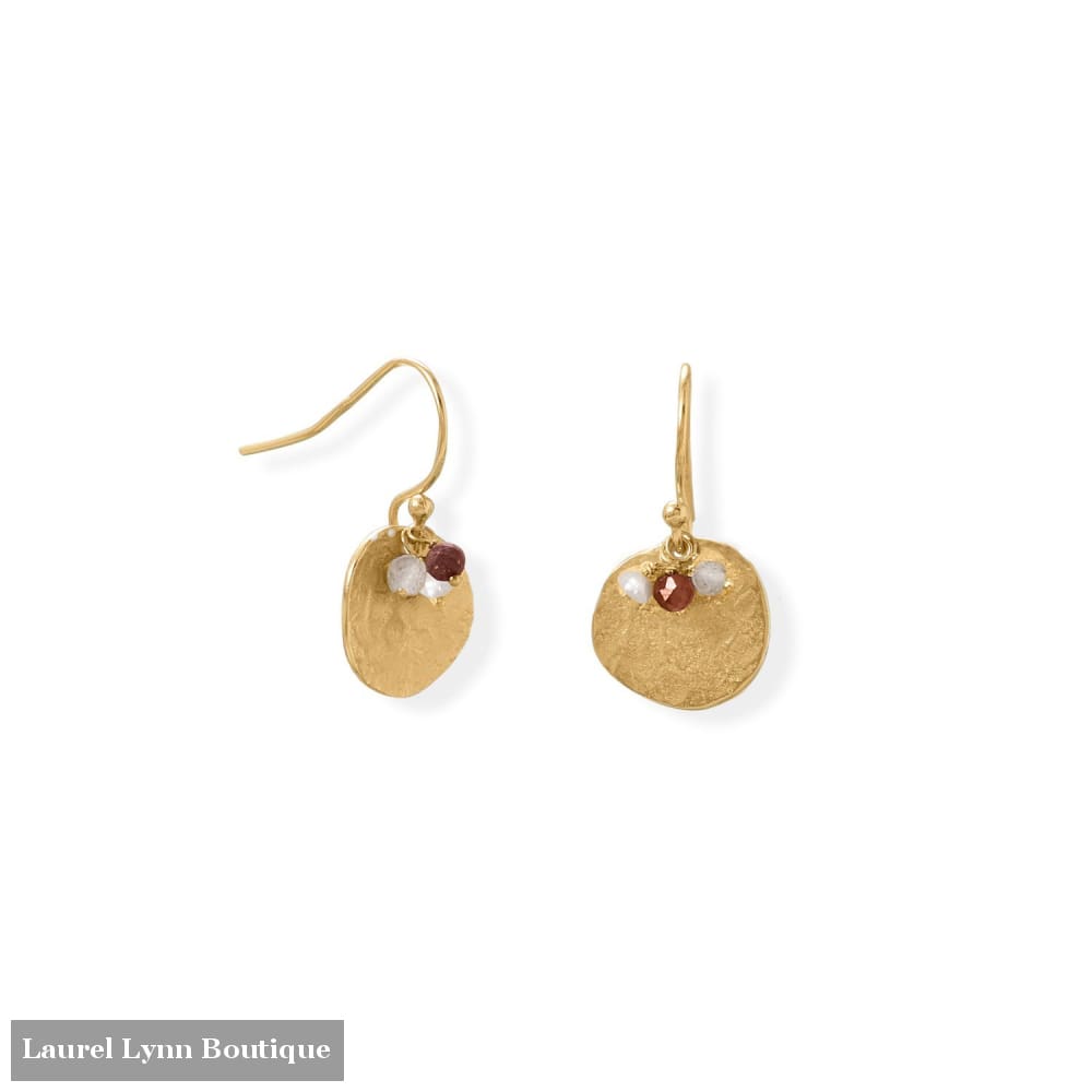 14 Karat Gold Plated Garnet Labradorite and Pearl Disk Earring - 66489 - Liliana Skye