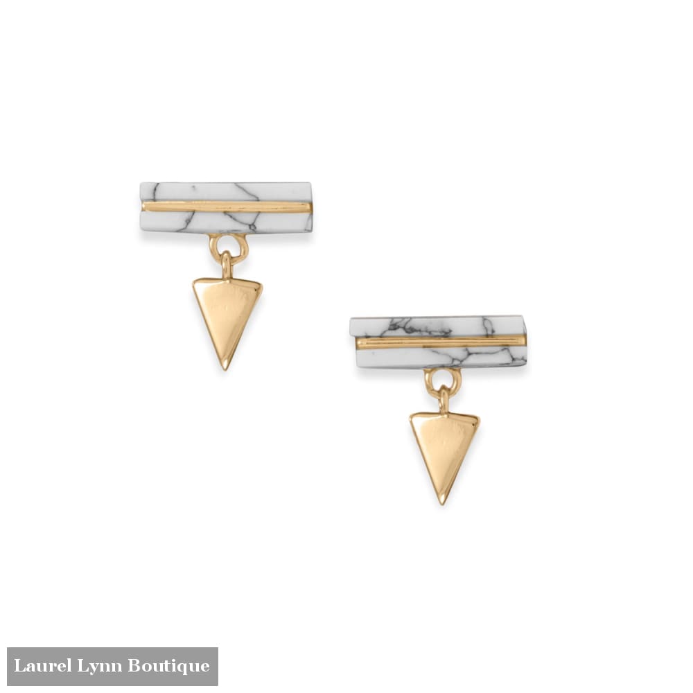 14 Karat Gold Plated Geometric Howlite Earrings - 66727 - Liliana Skye