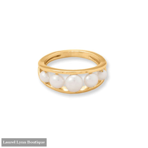 14 Karat Gold Plated Graduated Pearl Ring - 83960-9 - Liliana Skye