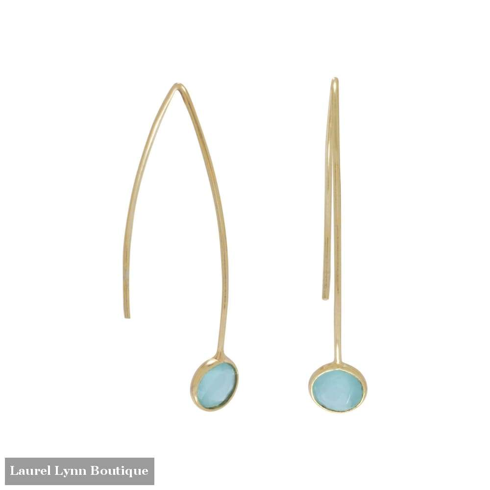 14 Karat Gold Plated Green Hydro Glass Wire Earrings - Laurel Lynn Collection - Blairs Jewelry & Gifts